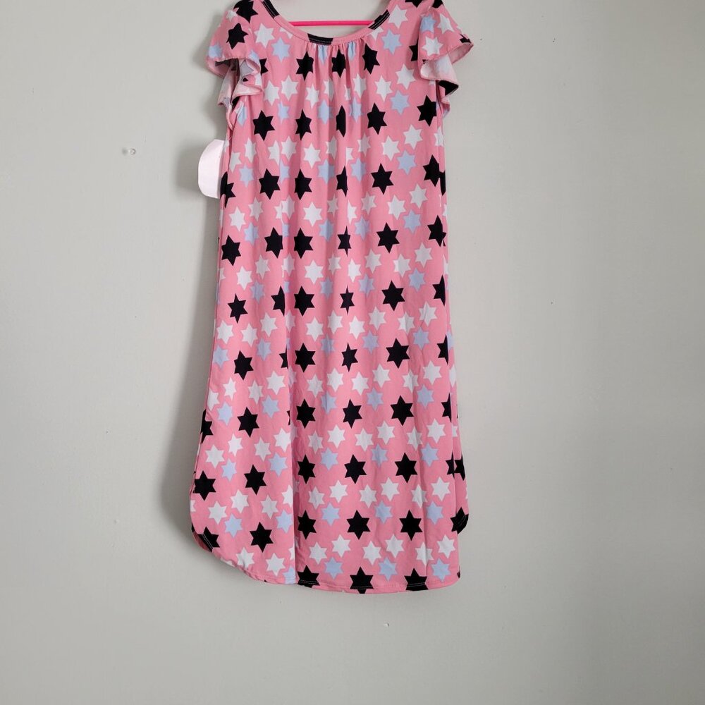 Dot Dot Smile Dress Girl's 11 Swing Dress Pink w/ Blue Stars NWT - Picture 2 of 3